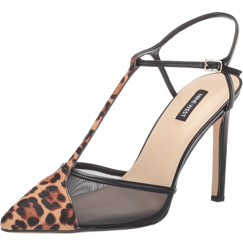 Nine West Black and Leopard Pattern Heels